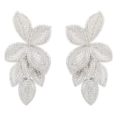 Latelita Women's Silver / White Petal Cascading Flower Earrings Silver In Multi