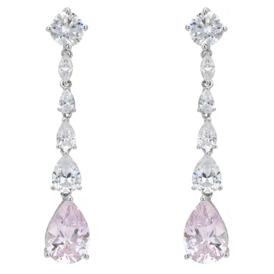 Latelita Women's Silver / White / Pink Bardot Morganite Drop Earrings Silver In Multi
