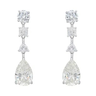 Latelita Women's Silver / White Pompadour Moissanite Drop Earrings Silver In Multi
