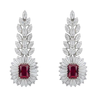 Latelita Women's Silver / White / Red Countess Gemstone Drop Earrings Ruby Silver