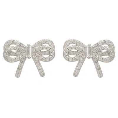 Latelita Women's Silver / White Ribbon Stud Earrings Silver