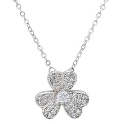 Latelita Women's Silver / White Shamrock Flower Pendant Necklace Silver In Multi