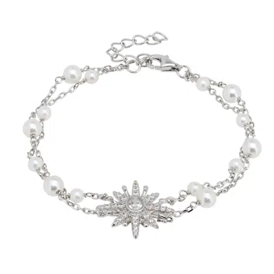 Latelita Women's Silver / White Snow Queen Double Strand Pearl Bracelet Silver