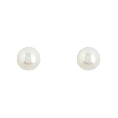 Latelita Women's Silver / White Solid 14k White Gold 8mm Classic Natural Pearl Stud Earrings In Multi