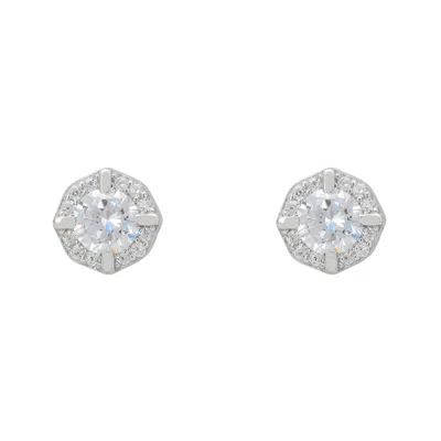 Latelita Women's Silver / White Solitaire Sparkle Stud Earrings Silver In Multi