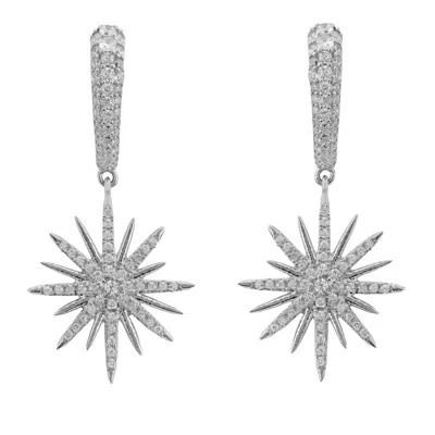Latelita Women's Silver / White Star Burst Drop Earrings White Silver In Multi
