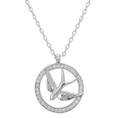 Latelita Women's Silver / White Swallow Halo Pendant Necklace Silver In Multi