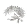 Latelita Women's Silver / White Tied Ribbon Laurel Leaf Brooch Silver