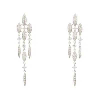 Latelita Women's Silver / White Valencia Statement Drop Earring White Cz Silver In Multi