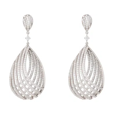 Latelita Women's Silver / White Vortex Teardrop Earring Silver In Multi