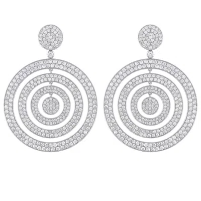 Latelita Women's Silver / White Whirlpool Trance Statement Drop Earrings Silver In Silver/white