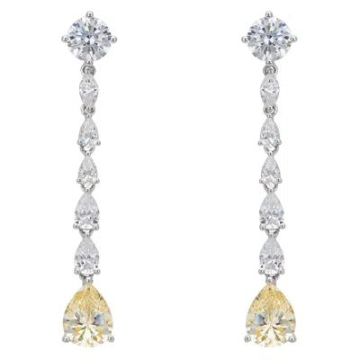 Latelita Women's Silver / White / Yellow Blanchett Drop Earrings Yellow Topaz Silver In Multi