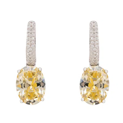 Latelita Women's Silver / Yellow Alexandra Oval Drop Earrings Silver Yellow Topaz In Multi