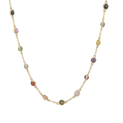 Latelita Women's Solid 14k Gold Rainbow Multi Gemstone Necklace