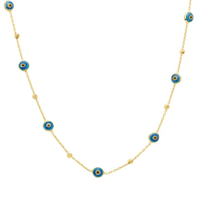 Latelita Women's White / Black / Blue Evil Eye Blue Enamel Beaded Chain Choker Necklace Gold
