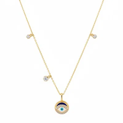 Latelita Women's White / Blue / Black Evil Eye Enamel Necklace Gold