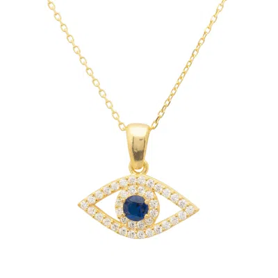Latelita Women's White / Blue / Gold Evil Eye Elliptical Necklace Blue Gold In Multi