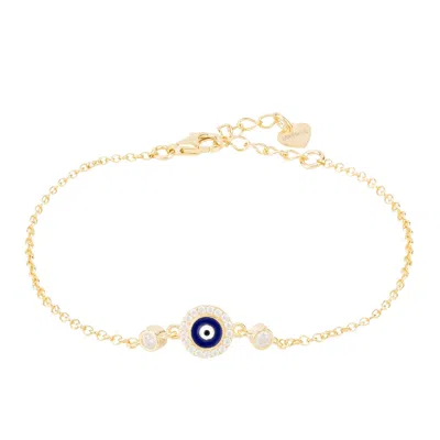 Latelita Women's White / Blue / Gold Evil Eye Enamel Dark Blue Bracelet Gold In Multi