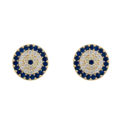 Latelita Women's White / Blue / Gold Evil Eye Stud Earrings Gold In Multi