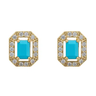 Latelita Women's White / Blue / Gold Whistledown Gemstone Stud Earrings Turquoise Gold