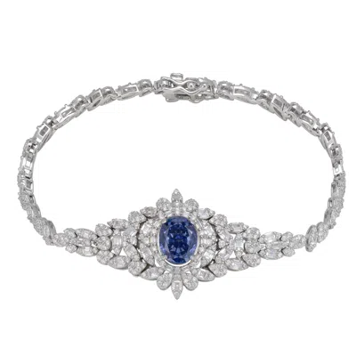 Latelita Women's White / Blue / Silver Arabesque Splendor Bracelet Tanzanite Silver In Multi
