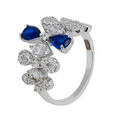 Latelita Women's White / Blue / Silver Duchess Sapphire Cocktail Ring Silver