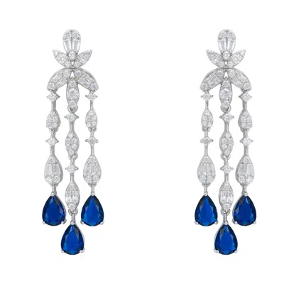 Latelita Women's White / Blue / Silver Duchess Sapphire Drop Earrings Silver