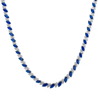 Latelita Women's White / Blue / Silver Viscountess Statement Tennis Necklace Sapphire Silver