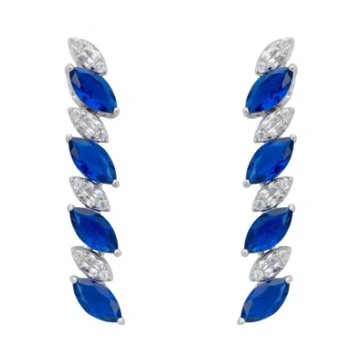 Latelita Women's White / Blue / Silver Viscountess Tennis Drop Earrings Sapphire Silver