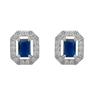 Latelita Women's White / Blue / Silver Whistledown Gemstone Stud Earrings Sapphire Silver In Multi