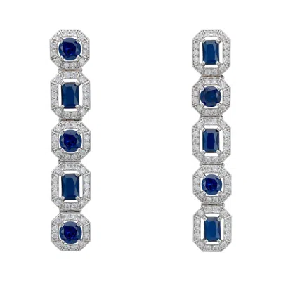 Latelita Women's White / Blue / Silver Whistledown Sapphire Gemstone Earrings Silver In Multi