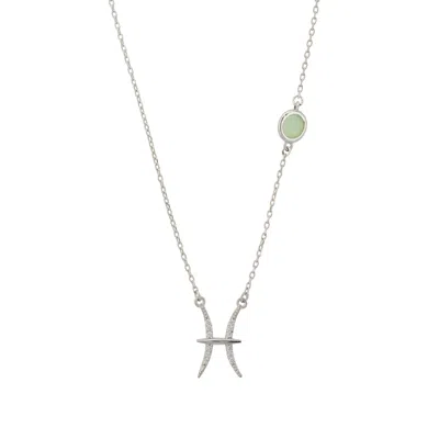 Latelita Women's White / Blue / Silver Zodiac Birthstone Pisces Necklace Aqua Chalcedony Silver In Multi