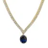 Latelita Women's White / Gold / Blue Garbo Oval Gemstone Tennis Necklace Sapphire Gold