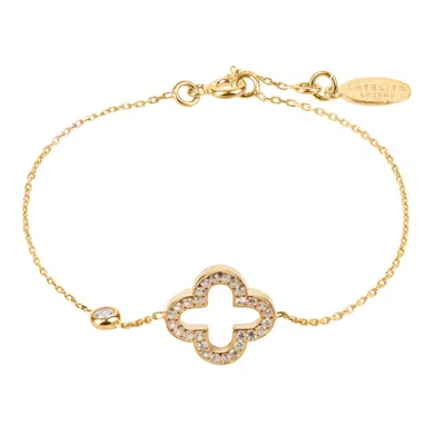 Latelita Women's White / Gold Byzantine Clover Bracelet Gold In Multi