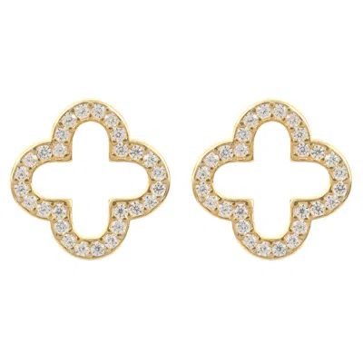 Latelita Women's White / Gold Byzantine Clover Earrings Gold In Multi