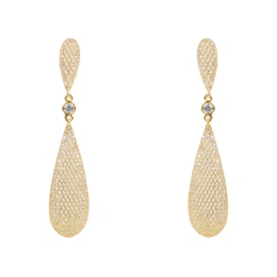 Latelita Women's White / Gold Coco's Long Drop Earrings Gold In Multi