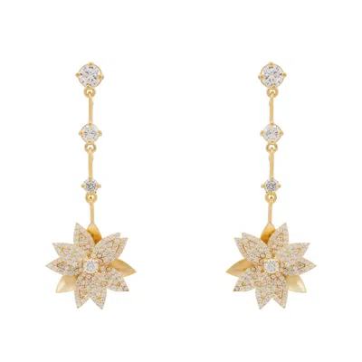 Latelita Women's White / Gold Dahlia Drop Earrings Gold White In Multi