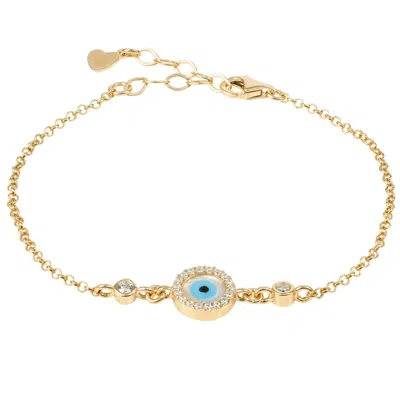 Latelita Women's White / Gold Evil Eye Round Mother Of Pearl Gemstone Bracelet Gold In Multi