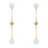 Latelita Women's White / Gold Falling Star Pearl Drop Earrings Gold