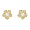 Latelita Women's White / Gold Forget Me Not Pearl Stud Earrings Gold In Gold
