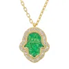 Latelita Women's White / Gold / Green Hamsa Opalite Green Necklace Gold