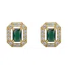 Latelita Women's White / Gold / Green Whistledown Gemstone Stud Earrings Emerald Gold