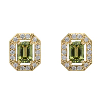 Latelita Women's White / Gold / Green Whistledown Gemstone Stud Earrings Peridot Gold