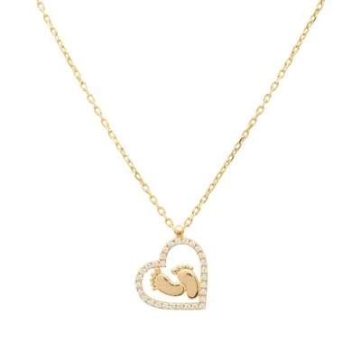 Latelita Women's White / Gold Heart Mum Pendant Necklace Gold In Multi