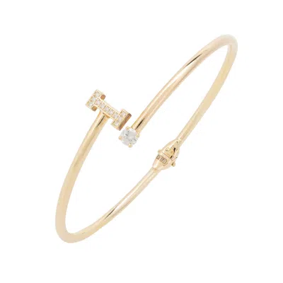 Latelita Women's White / Gold Initial Bangle Gold I In Multi