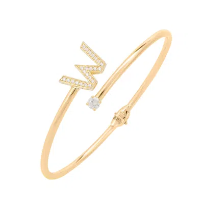 Latelita Women's White / Gold Initial Bangle Gold W In Multi