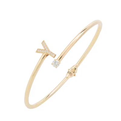 Latelita Women's White / Gold Initial Bangle Gold Y In Multi