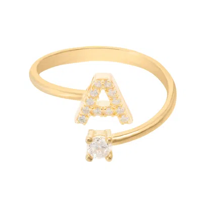 Latelita Women's White / Gold Initial Ring Gold A In Multi