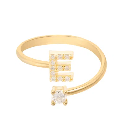Latelita Women's White / Gold Initial Ring Gold E In Multi