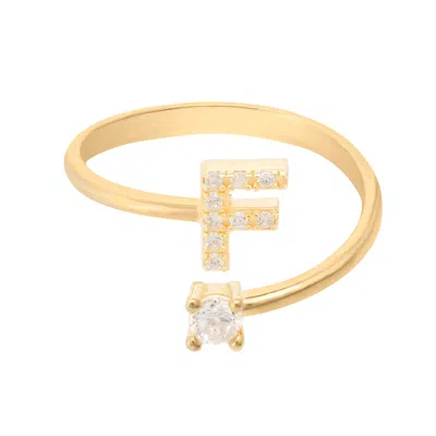 Latelita Women's White / Gold Initial Ring Gold F In Multi